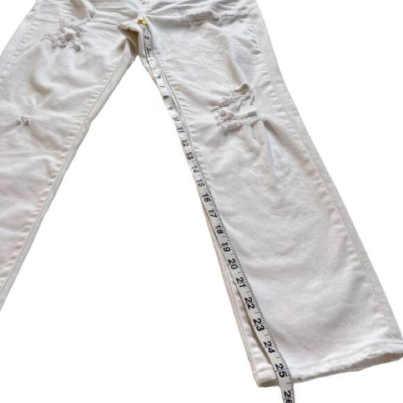 J Crew Ankle Crop Distressed Destroyed White Denim Jeans Style  Size 27 - Picture 15 of 16